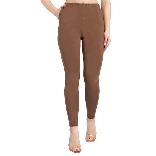 Image of ONE SKY Women Full Length Leggings | Cotton Modal Spandex Blend | High Waist Stretchable & Bio-Washed Fabric | Colour-Lock Technology | Comfortable Leggings for Women