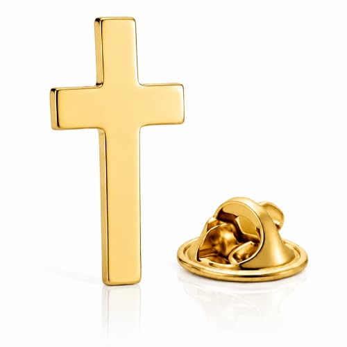 Cross Pin for Men Gold Jesus Lapel Pin Brooch Christian Birthday Jewelry Gifts Faith First Communion Baptism Gifts for Women