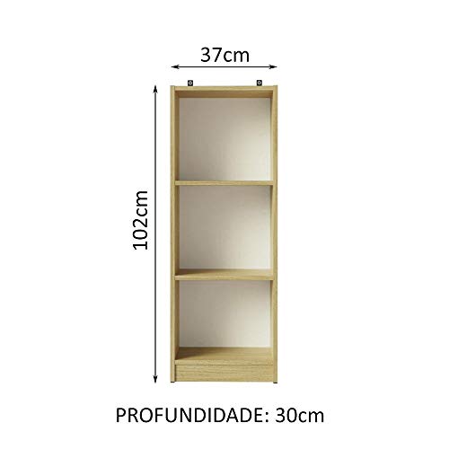 Estante Livreiro Madesa 6905 com 3 Nichos - Carvalho