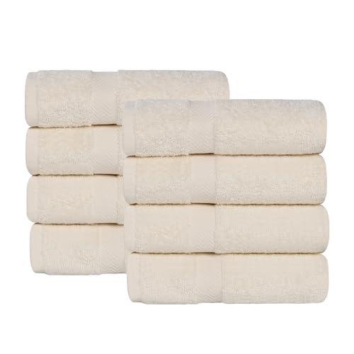 SUPERIOR 8-Piece Cotton Hand Towel Set, Small Towels for Fast Dry, Home Essentials, Bathroom Decor, Face, Body, Spa, Resort, Gym, Lightweight, Soft, House Accessories, Franklin Collection, Ivory