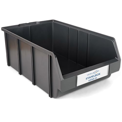 HMH 5x Stapelboxen Größe XL Werkstatt Garage Keller Sichtlagerboxen 489x304x185mm Lagerboxen ANTHRAZIT Sichtlagerkästen Kleinteile Aufbewahrung
