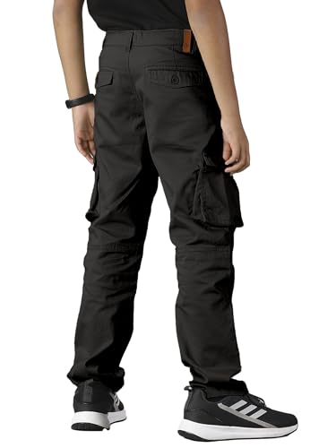 Image of KiddoPanti Boys Cargo Pants | 100% Cotton Twill | Comfortable Regular Fit | Elastic Waistband & Zip Fly | 6 Pocket Lower for Kids | Full-Length Casual Wear