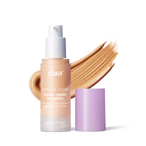 Joah Crystal Glow Peptide-Infused Foundation, 2-In-1 Multitasking Korean Makeup With Blurring Face Primer, Luminizer, Hydration & Skin Defense For A Flawless Finish, 1.01 Oz, Light Neutral #TOP3