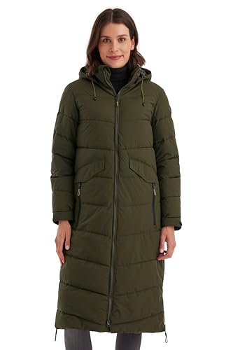 Killtec Damen Kow 62 Wmn Qltd Ct Wintermantel Mantel in Daunenoptik mit Kapuze, dunkeloliv, 40 EU
