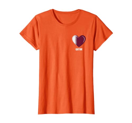 Qatar Flag Shirt | Qatari T-Shirt, Women, Orange, Large
