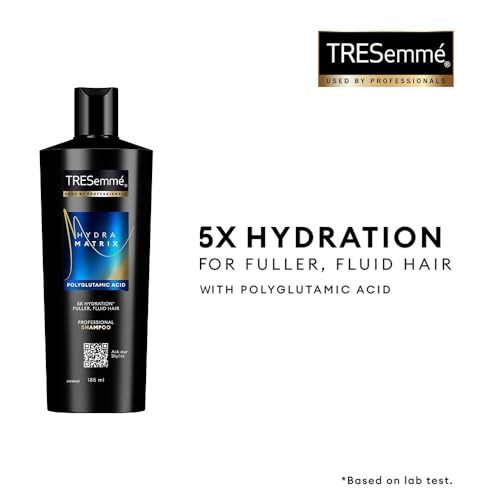 Image of TRESemme Hydra Matrix Hydrating Shampoo 185ml with Polyglutamic Acid for 100H of Fluid Hair | Paraben Free Shampoo for Dry Hair & Scalp | Hard Water Detox