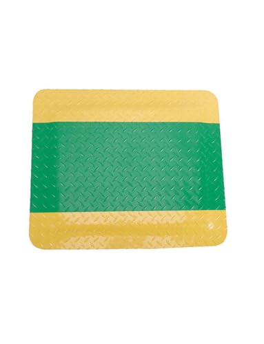 Ergonomic Anti-Fatigue Mat for Workshop & Laboratory, Safety Yellow Border, Non-Slip Standing Floor Mat (Green, 100x150CM) - Comfort Support for All-Day Use