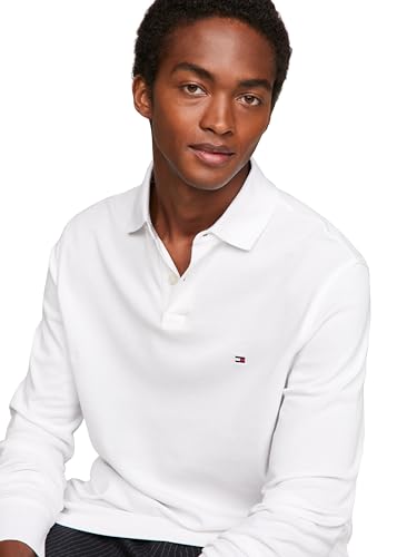 Tommy Hilfiger Men's Long Sleeve Polo Shirts in Regular Fit with Stretch and Organic Pique Cotton, White - image 2