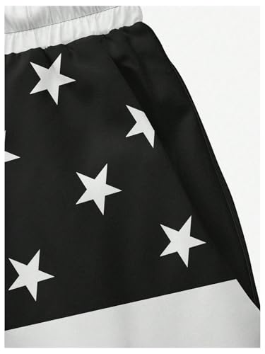 SweatyRocks Men's Color Block Swim Trunks Striped Star Print Beach Shorts Swimwear with Pockets4