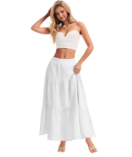 Womens Maxi Skirt Boho Long Flowy Skirts Trendy Summer 2026 Tiered Ruffle Skirt A Line Casual Beach Vacation Dress - Image 2