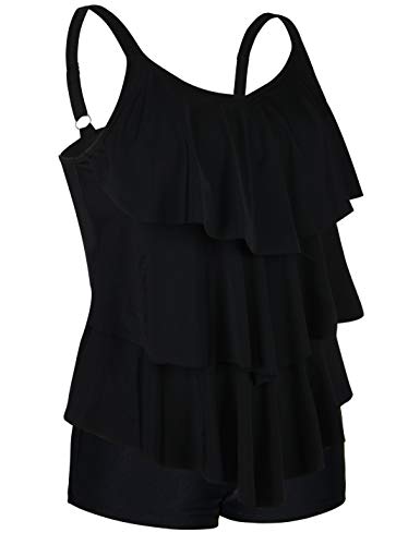 Septangle Women's Tankini Swimsuit Two Pieces Set Ruffle Swimwear Bathingsuit with Boyshort4