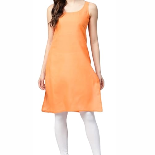 Image of Women's Sleeveless Cotton Inner Slip Dress Round Neck Soft Comfortable Fit Full Length Camisole Innerwear Summer top Undergarment for Girls