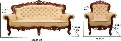 Image of Luxury Antique Sofa Set in a Classic Living Room Setting Solid Teak Wooden Five Seater Sofa Set with Cushion for Living Room | Honey Brown Finish | 208D x 76W x 119H cm (Design9)