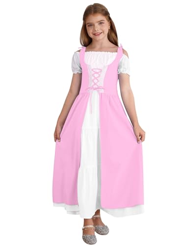 Kids Girls Medieval Vintage Renaissance Dance Dress Halloween Party Fancy Dress Up Gown Robe