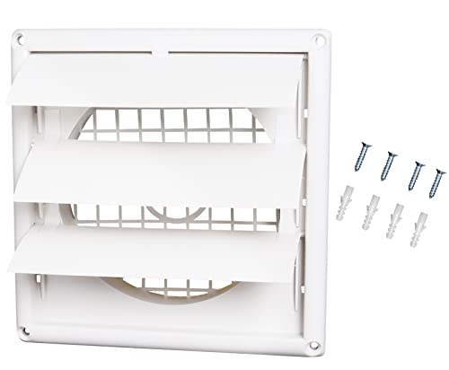 Dryer Vent Cover Outdoor 4 Inch Hood, Louvered Dryer Vent Cover, Stops Birds Nesting In Bathroom Exhaust Vents Pipe (6'' x 6 '')