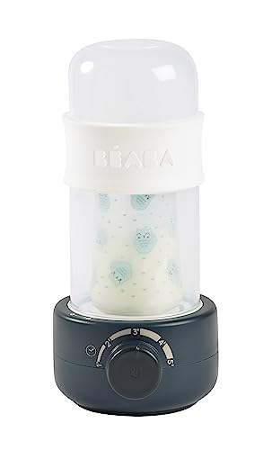 BEABA Fast Baby Bottle Warmer, Baby Food Warmer, Warm Infant Formula and Breastmilk in Just 2 Mins, Fits All Baby Bottle Sizes, Baby Essentials, Midnight