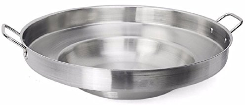 Large Mexican Style Wok Comal Cazo Griddle Fryer Chicharron Deep Fry Pan Stainless Steel For Carnitas Panza Abajo 23″ Paella