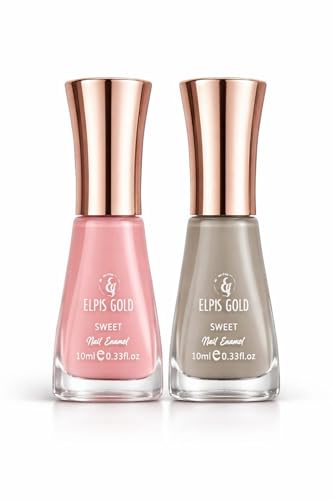 Image of Nail Paint Combo Pack of 2 | Quick Dry | Long Lasting | Glossy Finish (Pink Grey Combo)