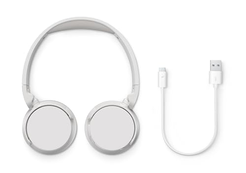 Miniatura 4 de PHILIPS TAH3209WH Auriculares on-Ear Ligeros Bluetooth con Aislamiento pasivo del Ruido - 55 Horas de reproducción, Sonido Natural, Llamadas nítidas, Graves dinámicos, 2 Horas de Carga USB-C - Blanco