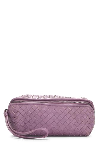 Pre-Loved Purple Intrecciato Wristlet Pouch Small, Purple