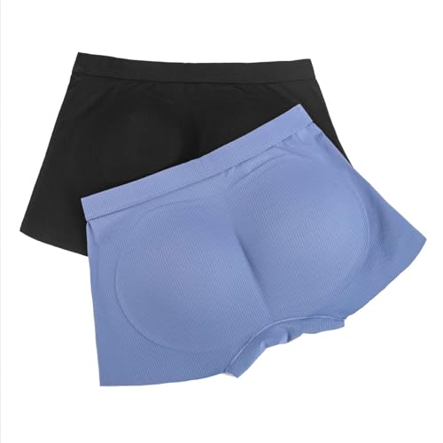 WKZSXXMJ Pack de 2 Bóxers para Hombre Braguitas con Relleno Realzador Calzoncillos con Efecto Realzador de Glúteos Sin Costuras y con Aspecto Natural(L)