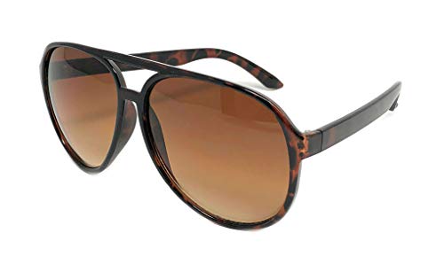 WebDeals Retro- Large Plastic Aviator Sunglasses Blue Blocking Driving or Clear (Tortoise Brown, Gradient Brown)