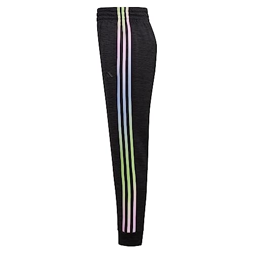 adidas Girls' Elastic Waistband 3-Stripe Gradient Poly Mélange Fleece Jogger3