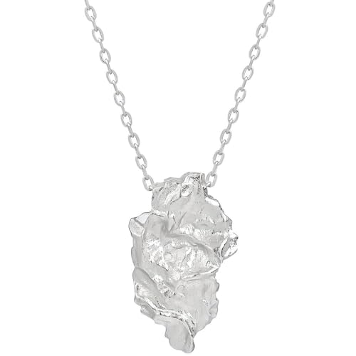 Bild: NicoWerk Damen Silberkette geh�mmert aus 925 Sterling Silber Rustikal Ausgefallen Eklatant Matt mit Struktur Gl�nzend Asymmetrisch SKE747 f�r 44,90 EUR bei amazon.de