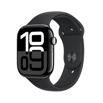 Apple Watch Series 10 GPS + Cellular • Caixa preta brilhante de alumínio – 46 mm • Pulseira esportiva preta – M/G