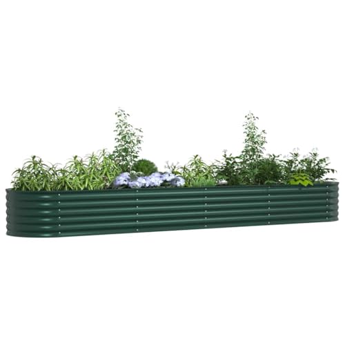 Lit surélevé pot de fleurs contemporain acier vidaXL bac à jardin vert
