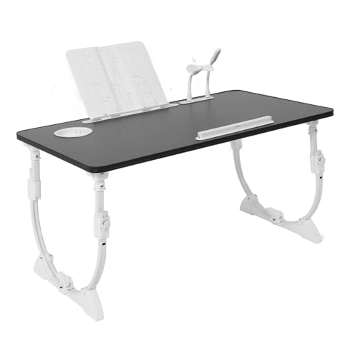 DIYEAH 1set Adjustable Foldable Lap Desk Cup Holder Bookshelf Lightweight Multi-Purpose Bed Table for Laptop Study Breakfast Space-Saving Design for Apartments