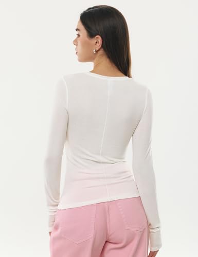 Image of Women's Merino Wool Blend Shirts Long Sleeve Tops Crew Neck Fitted Basic Tee Cozy Embrace Collection