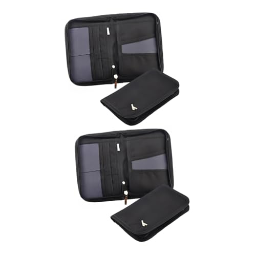 2pezzi Porta Passaporto Portatile Multiuso Con Chiusura Zip Organizer Da Viaggio Nero Per Documenti e Accessori Design Compatto e Pratico Per Ogni Occasione