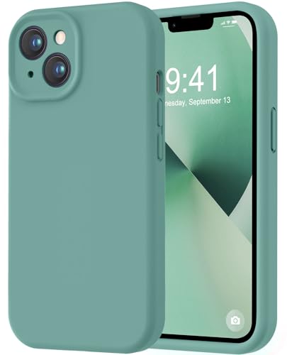 Image of LOVE 3000 Designed for iPhone 13 Case, Premium Silicone with [Camera Protection] [Soft Anti-Scratch Microfiber Lining] Shockproof Protective Phone Case for iPhone 13 Women Men Girls 6.1 inch, Pine Green