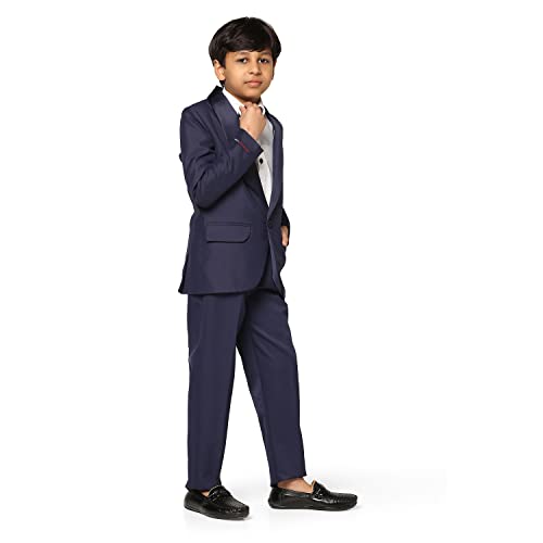 Image of TAHVO Boys Cotton Blend Solid Bandhgala Regular Fit Blazer