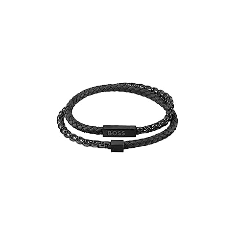 Bracelet en cuir BOSS BLENDED Noir Cover
