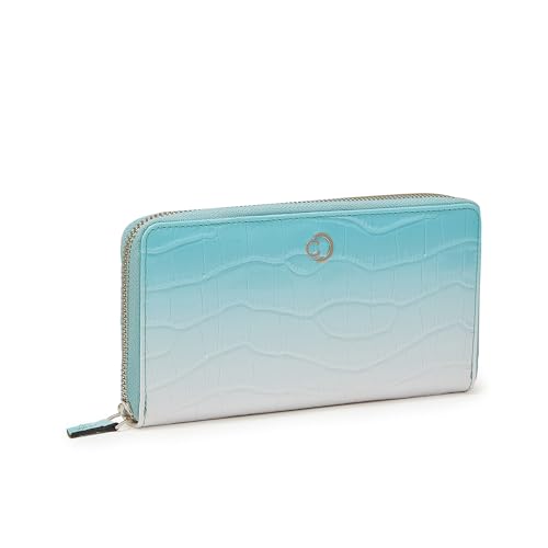 Image of Caprese Eva Women's Wristlet Zip Around Wallet, Large| Stylish Faux Leather Wallet with Zipper Closure | Three Compartments & Card Slots | Elegant Design for Casual & Special Occasions (Aqua Blue)