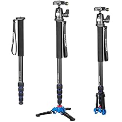 Monopod Profesional Koolehaoda Profesional 65 ´´Cámara de aluminio Monopod con K-09 cabeza de bola con la ayuda del soporte plegable de tres pies