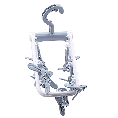 HKzzy 2 Pack Portable Folding Drip Hanger Travel Clip Socks Clothes Underwear Laundry Hanger Drying Rack with 12 Clips