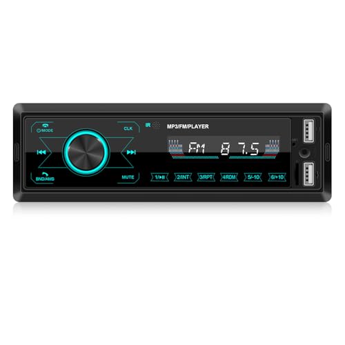 NHOPEEW Autoradio Bluetooth 1 DIN – Autoradio con vivavoce, supporto FM, EQ, doppia porta USB, scheda SD, ingresso AUX, ricarica rapida + telecomando