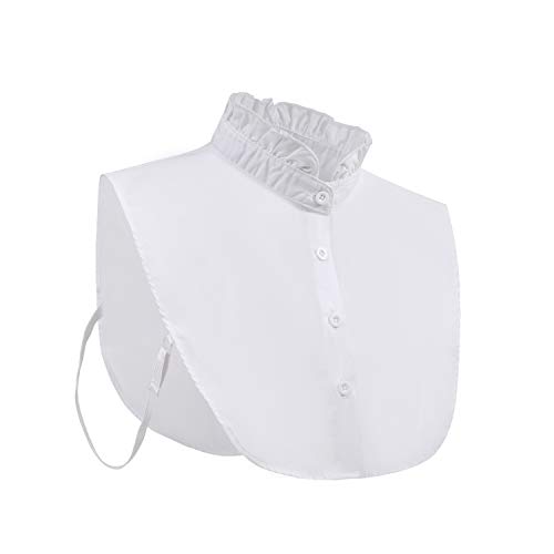 Shinywear Detachable Pointed Collar Classic Fake Doll Shirt Half Blouse for Women Office Lady Work Dickey Tops (White Ruffles Collar)