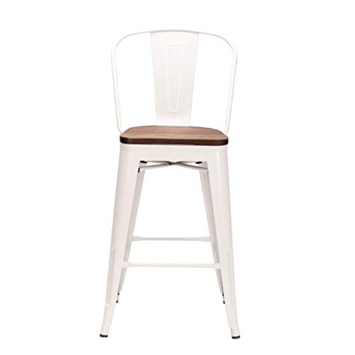 Haobo Home Metal Bar Stools Modern Industrial Counter Height Stools Dining Chairs (24", High