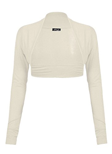 Bolero cárdigan blanco crema XL con manga larga que estiliza tu figura