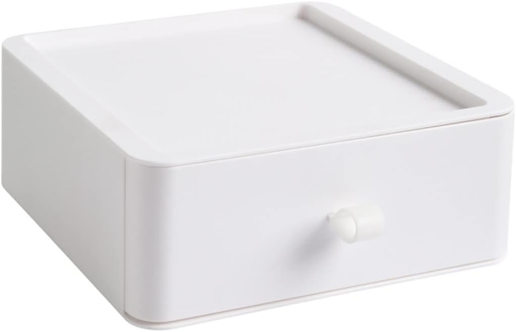 Amazon Brand – Eono białe pudełko do przechowywania, szuflada – wielofunkcyjny plastikowy organizer na biurko do układania w stos dla uczniów artykułów piśmienniczych i materiałów biurowych (4)