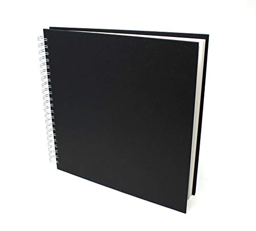 Artway Studio - Spiralgebundenes Quadratisches Skizzenbuch - 285mm - 96 Seiten/48 Blätter aus 170 gsm Papier - Schwarzes Skizzenbuch mit festem Einband, Schwarz