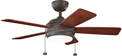 Kichler 330171Oz Protruding Mount, 5 Walnut Blades Ceiling Fan With 48 Watts Light, Old Bronze #TOP3