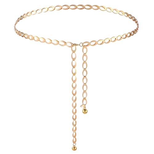 Andibor Taillenkette für Damen Verstellbarer Damen Gürtel Mädchen Damengürtels Metall Kettengürtel Damen Für Jeans Hosen Kleid