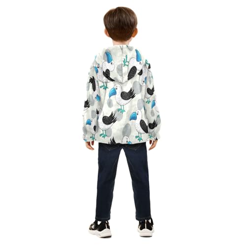 Cute Booby Birds Toddler Fleece Jacket Girl Boys Hooded Fleece Jacket Coat Warm Outwear Zip-up 3-10T4