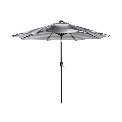 WO Home Furniture 9 Ft Solar Powered LED Lights Outdoor Market Table Umbrella Sunshade for Patio Balcony Deck Porch (White)