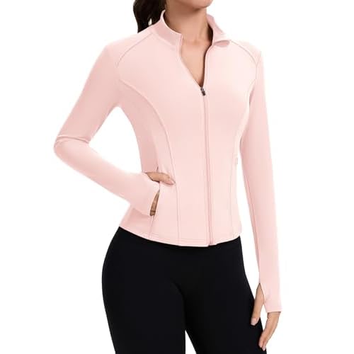 IECCP Women’s Gym Shirts Sport Top Running Jackets Long Sleeve Workout Fitess Breathable Activewear T-Shirts Lightweight Moisture Wicking Yoga Tops with Thumb Hole and Side Pockets